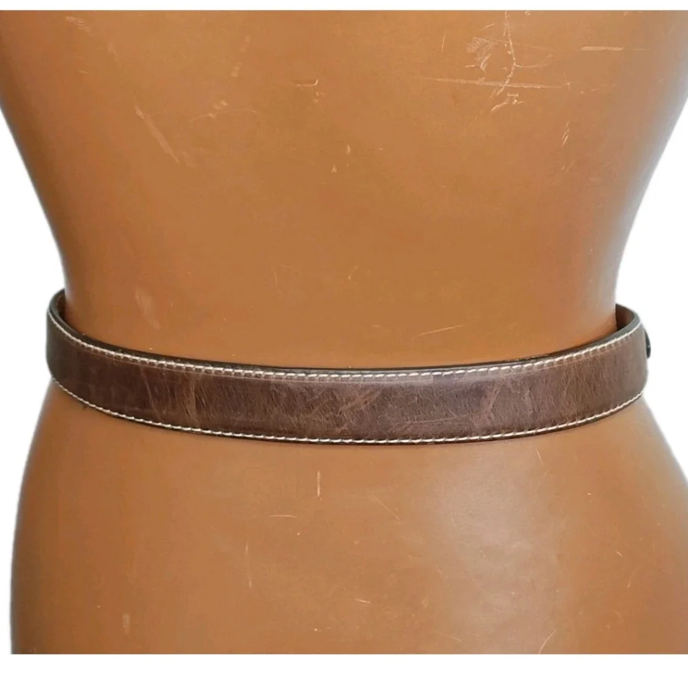 Nocona 4421844 3D Bullriders Silver Buckle Brown Leather Belt Boy Sz 24 23-28